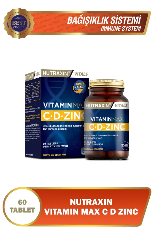 Vitamin Max C D Zinc 60 Tablets - NUTRAXIN