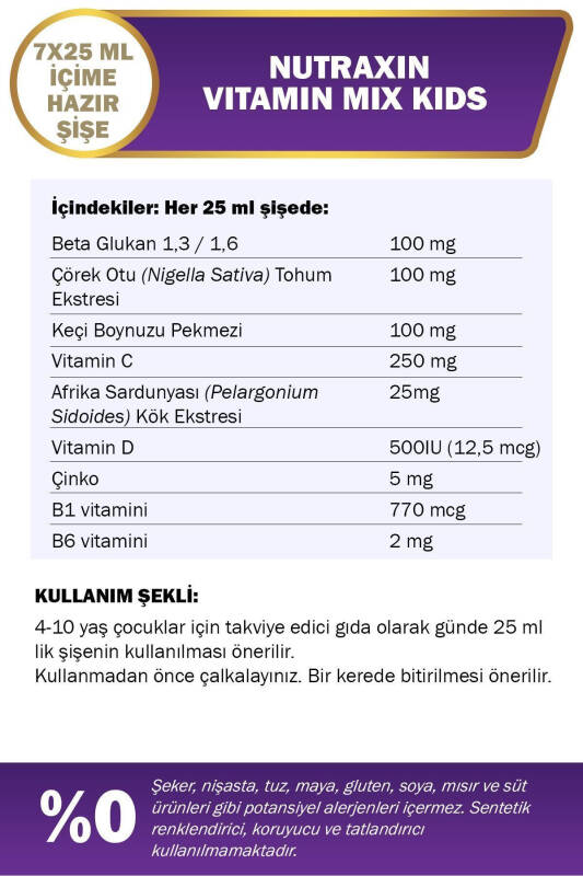 Vitamin Mix For Kids 7x25 ml - Children's Vitamin Beta Glucan Vitamin C Caraway Goat Horn - 6