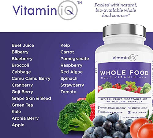 VitaminIQ Whole Food Multivitamin for Men (120 Vegetarian Capsules) Men’s Multi Vitamin and Mineral Supplement with Calcium, Magnesium, Selenium, Vitamins A, B6, C, D3, E and More - 11