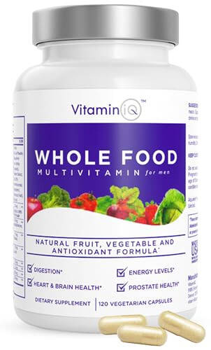 VitaminIQ Whole Food Multivitamin for Men (120 Vegetarian Capsules) Men’s Multi Vitamin and Mineral Supplement with Calcium, Magnesium, Selenium, Vitamins A, B6, C, D3, E and More - 1