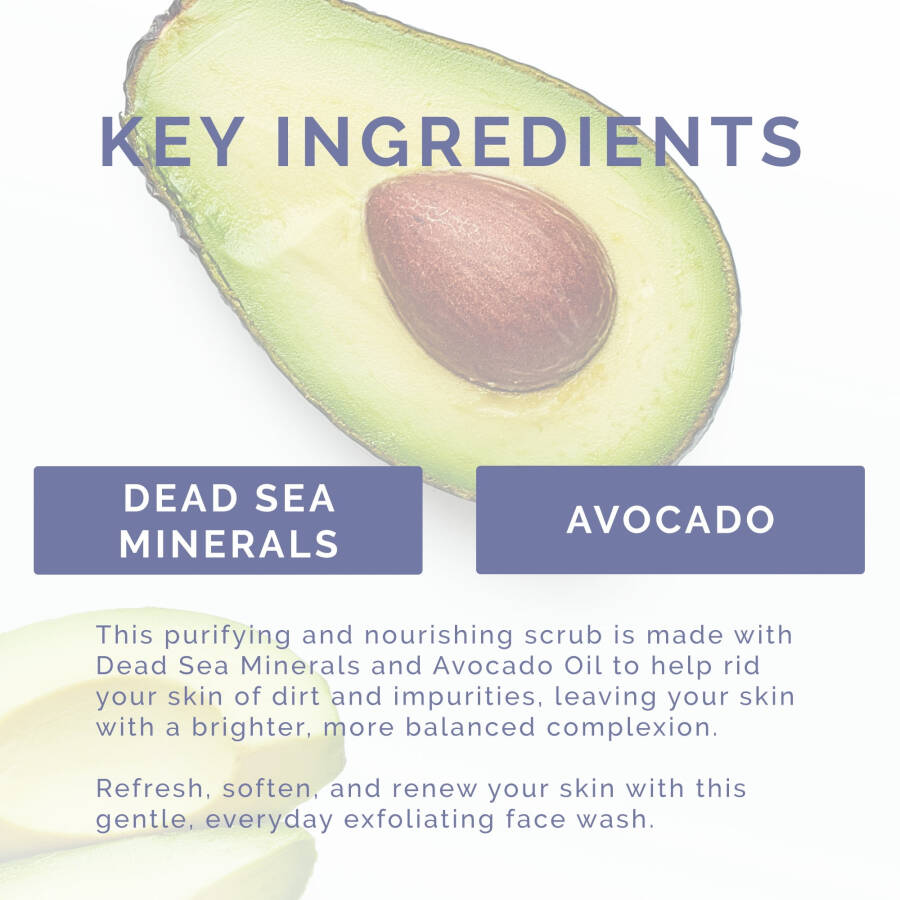 Vitamins and Sea Beauty Purifying Dead Sea Minerals & Avocado Face Scrub, All Skin Types, 5.1 fl oz - 4