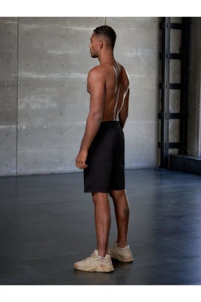Viterbo Model Men's Boxer Shorts Sport Shorts Casual Shorts Lightweight Cotton Loose Shorts Black Color - MİSTİRİK (1)