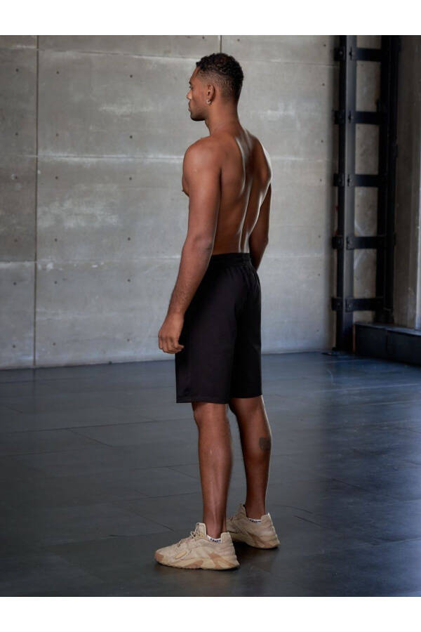 Viterbo Model Men's Boxer Shorts Sport Shorts Casual Shorts Lightweight Cotton Loose Shorts Black Color - 2