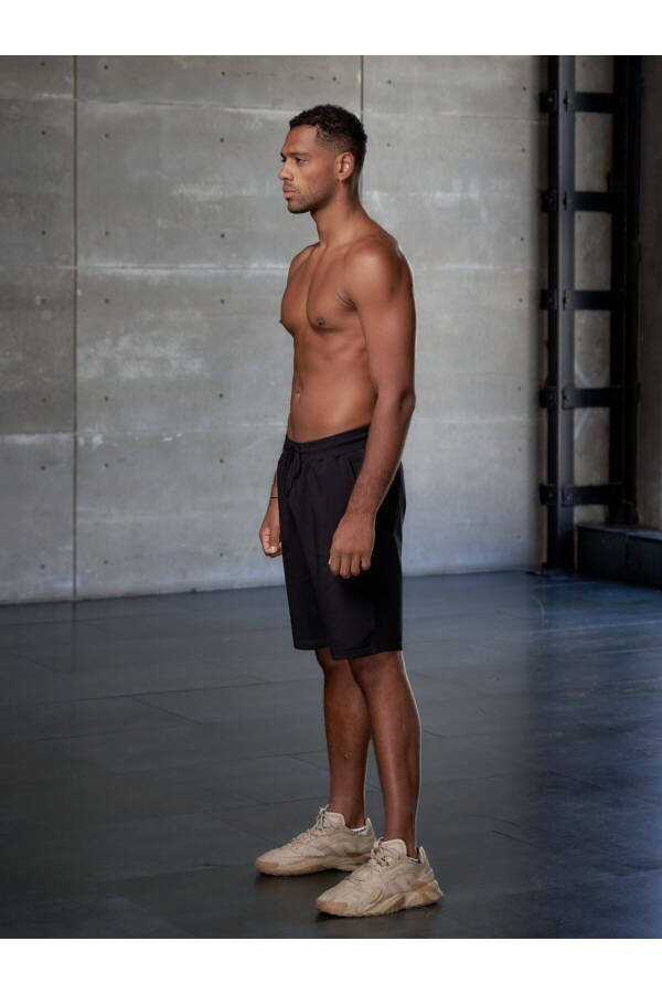 Viterbo Model Men's Boxer Shorts Sport Shorts Casual Shorts Lightweight Cotton Loose Shorts Black Color - 3