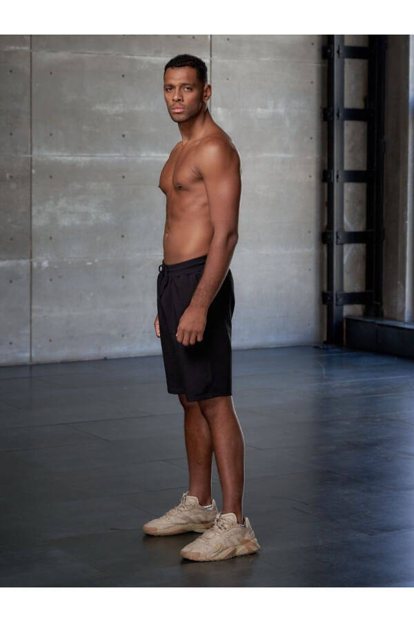 Viterbo Model Men's Boxer Shorts Sport Shorts Casual Shorts Lightweight Cotton Loose Shorts Black Color - 6