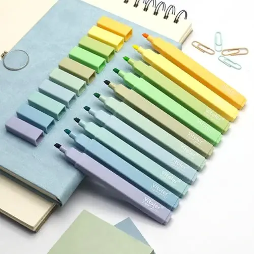 Vitoler 10Pack Bible Highlighters, Cute Assorted Colors Pastel Highlighters No Bleed Chisel Tip Highlighter for Aesthetic School Supplies - 2