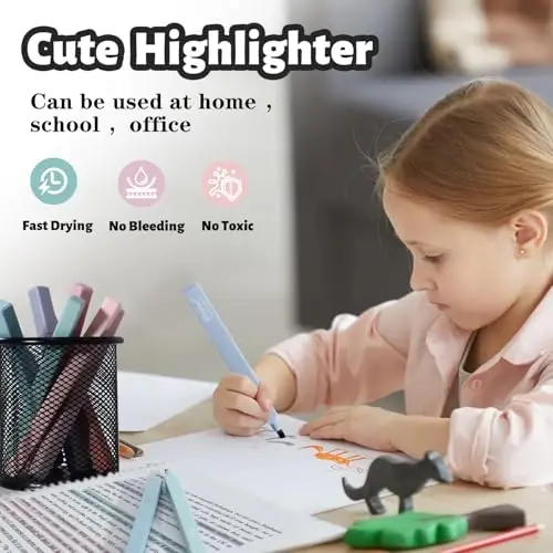 Vitolar Pastel Highlighters,8 dona Chisel uchli yoqimli Highlighters, Qonamaydigan Injil Highlighters, Maktab anjomlari uchun ko'p rangli Highlighters - 3