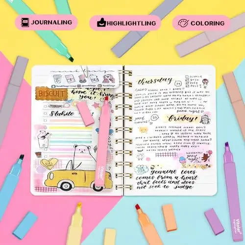 Vitoler 10 ta estetik marker, to‘g‘ri qirrali qalamlar, rang-barangli konfet markerlari, oqmaydigan Injil markerlari, kundalik planirovchiklar eslatmalari maktab kerakli buyumlari uchun yoqimli pastel markerlar - 5