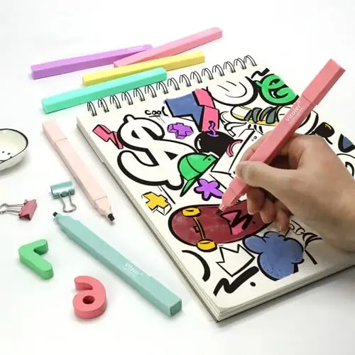 Vitoler 10 Pack Aesthetic Highlighters Soft Chisel Tip Bible Pastel Highlighters Cute Rainbow Color No Bleed Bible Highlighter,Great for Painting,Noting,Marking - 6