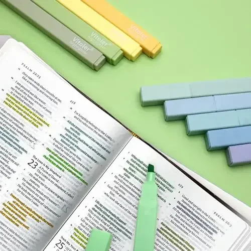 Vitoler 10Pack Bible Highlighters, Cute Assorted Colors Pastel Highlighters No Bleed Chisel Tip Highlighter for Aesthetic School Supplies - 6