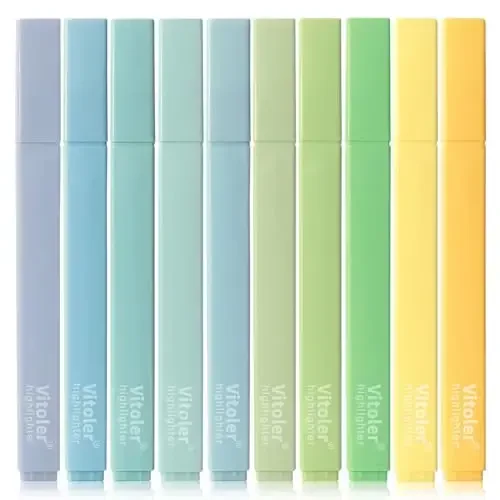 Vitoler 10Pack Bible Highlighters, Cute Assorted Colors Pastel Highlighters No Bleed Chisel Tip Highlighter for Aesthetic School Supplies 
