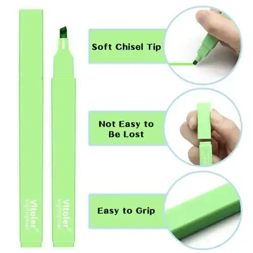 Vitoler 10Pack Bible Highlighters, Cute Assorted Colors Pastel Highlighters No Bleed Chisel Tip Highlighter for Aesthetic School Supplies - 5