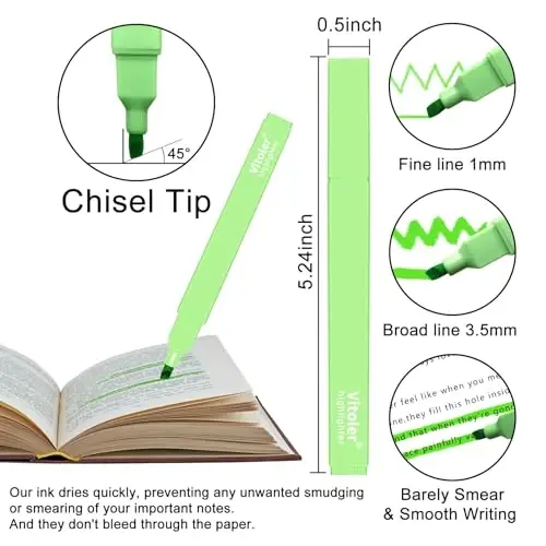 Vitoler 10Pack Bible Highlighters, Cute Assorted Colors Pastel Highlighters No Bleed Chisel Tip Highlighter for Aesthetic School Supplies - 4