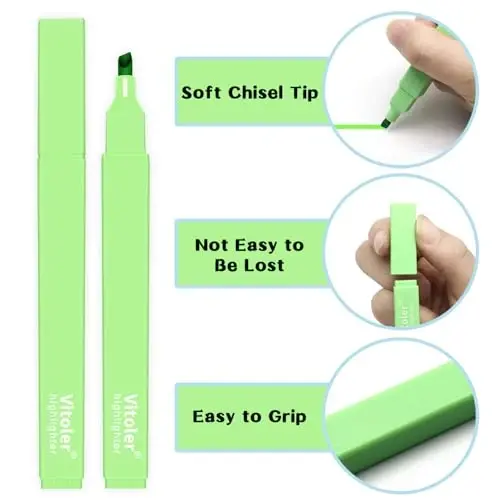 Vitoler 10Pack Bible Highlighters, Cute Assorted Colors Pastel Highlighters No Bleed Chisel Tip Highlighter for Aesthetic School Supplies - 5