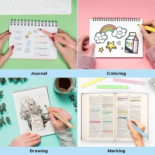Vitoler 20 dona Highlighters, Pastel Highlighters to'plami, Morandi rangli turli xil markerlar, maktab ofis jihozlari uchun o'tkir uchli Injil markerlari - 6