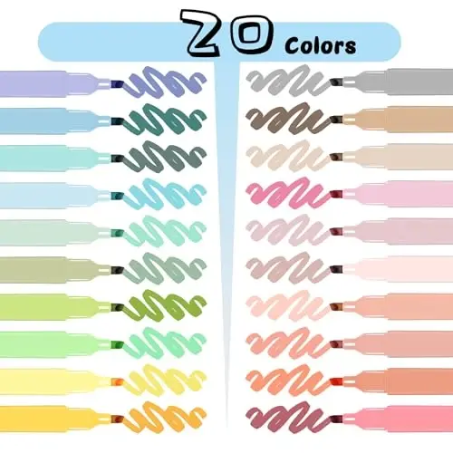 Vitoler 20Pcs Highlighters,Pastel Highlighters Set,Assorted Morandi Color Highlighter, Chisel Tip Bible Highlighter for School Office Supplies - VITOLER (1)