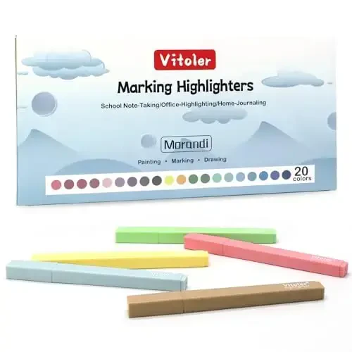 Vitoler 20Pcs Highlighters,Pastel Highlighters Set,Assorted Morandi Color Highlighter, Chisel Tip Bible Highlighter for School Office Supplies - 7