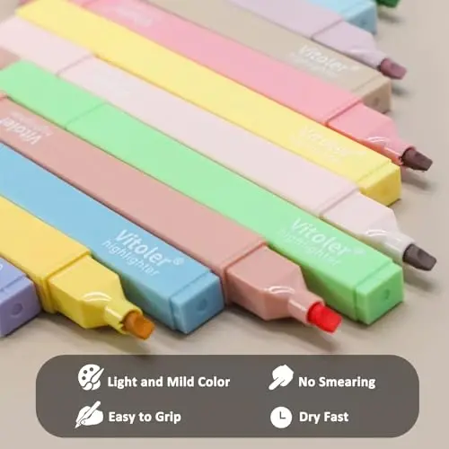 Vitoler 20Pcs Highlighters,Pastel Highlighters Set,Assorted Morandi Color Highlighter, Chisel Tip Bible Highlighter for School Office Supplies - 4