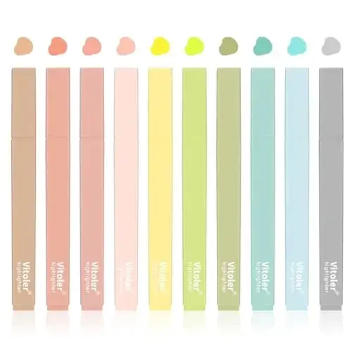 Vitoler Bible Highlighters with Soft Chisel Tip,10Pcs,Aesthetic No Bleed Dry Fast Easy to Hold, Bible Highlighters,Cute Highlighter for School Office Supplies - 1