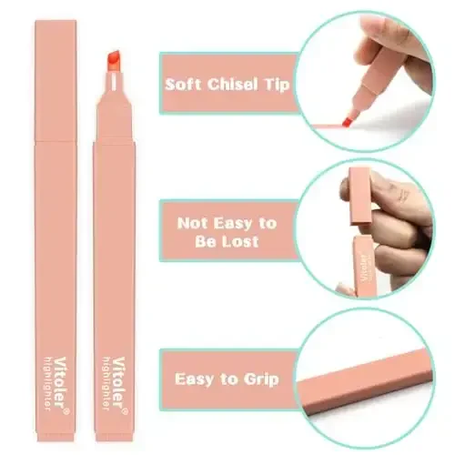 Vitoler Bible Highlighters with Soft Chisel Tip,10Pcs,Aesthetic No Bleed Dry Fast Easy to Hold, Bible Highlighters,Cute Highlighter for School Office Supplies - 3