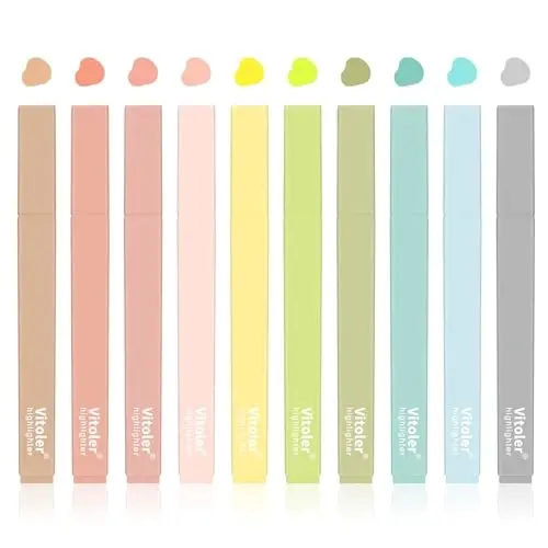 Vitoler Bible Highlighters with Soft Chisel Tip,10Pcs,Aesthetic No Bleed Dry Fast Easy to Hold, Bible Highlighters,Cute Highlighter for School Office Supplies 