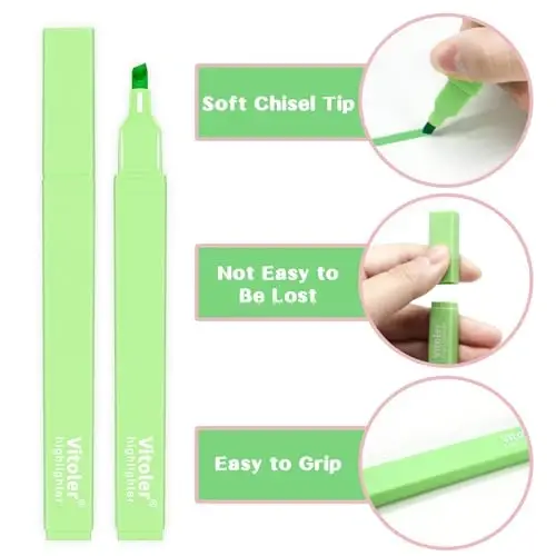 Vitoler Bible Highlighters with Soft Chisel Tip,10Pcs,Lake Colors,Aesthetic No Bleed Bible Highlighter Pastel,Cute Highlighters for School Office Supplies - 3