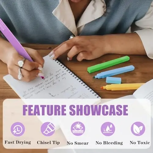 Vitoler Aesthetic Highlighters,10 Pcs Chisel Tip,Dry Fast Easy to Hold,Highlighter Set of Cute Office Desk Accessories, School Supplies - 3