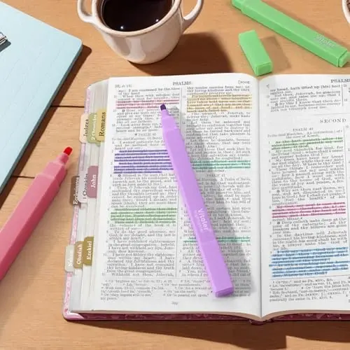 Vitoler Aesthetic Highlighters,10 Pcs Chisel Tip,Dry Fast Easy to Hold,Highlighter Set of Cute Office Desk Accessories, School Supplies - 5