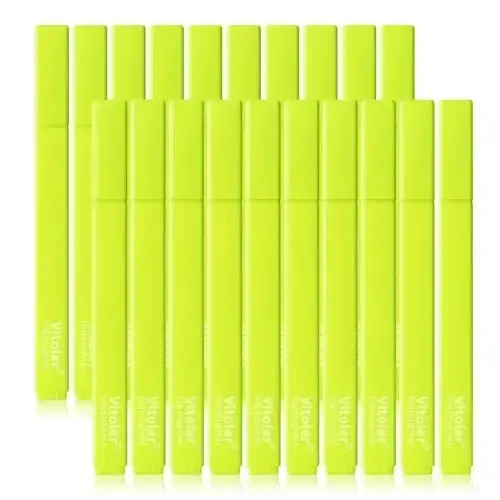 Vitoler Fluorescent Yellow Highlighters,20 Pack Bright Color Chisel tip Highlighters for Adults Kids in the Home School Office - 1