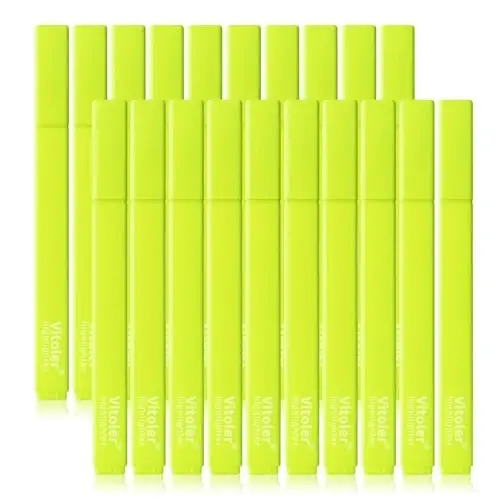 Vitoler Fluorescent Yellow Highlighters,20 Pack Bright Color Chisel tip Highlighters for Adults Kids in the Home School Office 