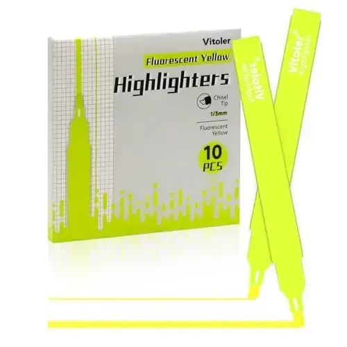 Vitoler Fluorescent Yellow Highlighters,10 Pack Bright Color Chisel tip Highlighters for Adults Kids in the Home School Office - 7