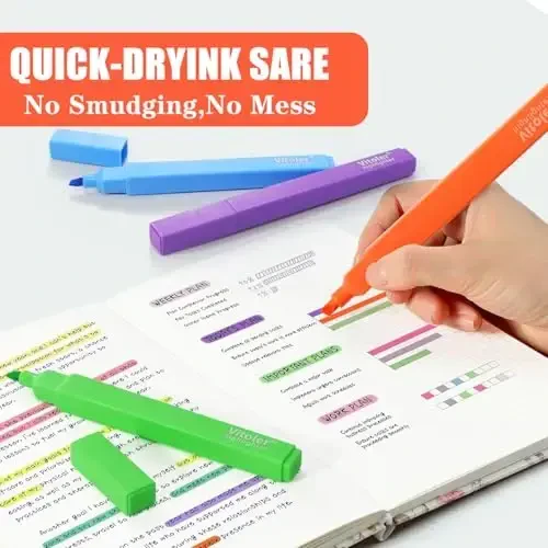 Vitoler Highlighters, 8Pcs Assorted Colors Highlighters,Soft Chisel Tip for Book,Bible Study Supplies Accessories,School Office Use, Teacher Supplies - 4