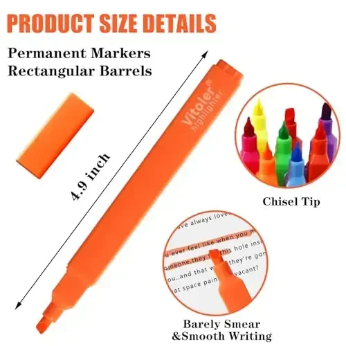 Vitoler Highlighters, 8Pcs Assorted Colors Highlighters,Soft Chisel Tip for Book,Bible Study Supplies Accessories,School Office Use, Teacher Supplies - VITOLER (1)