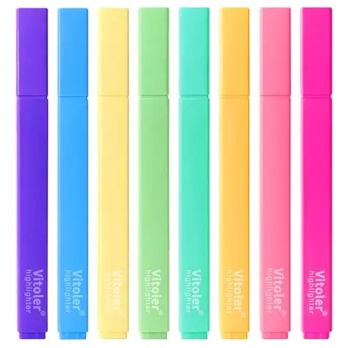 Vitoler Highlighters,8Pcs Highlighters Pastel,Quick Dry,Chisel Tip,Aesthetic Bible Highlighter No Bleed, Teacher Supplies School Accessories - 1