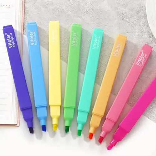 Vitoler Highlighters,8Pcs Highlighters Pastel,Quick Dry,Chisel Tip,Aesthetic Bible Highlighter No Bleed, Teacher Supplies School Accessories - 2