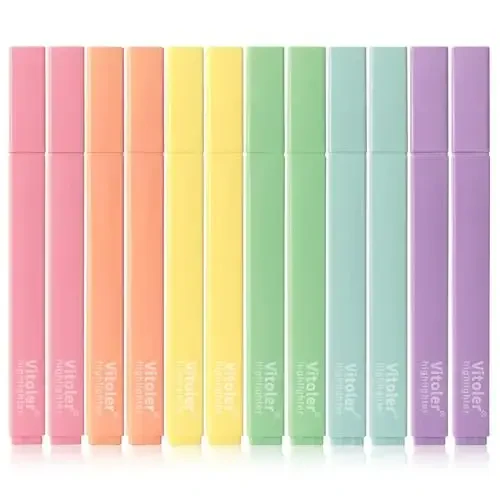 Vitoler Highlighters Assorted Colors,12 Pack Chisel Tip Highlighter Pens,No Bleed Highlighters for School Office Supplies 