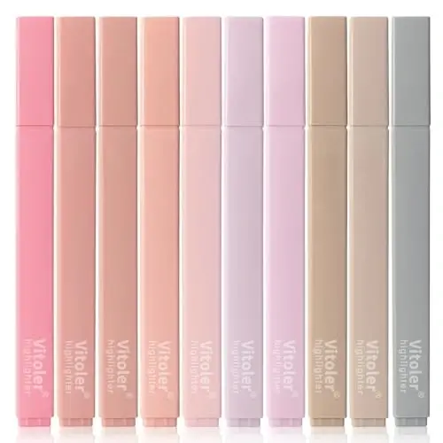 Vitoler Highlighters Assorted Colors,10pcs Cute Pastel Highlighters Multicolor Highlighter for Aesthetic Office School Supplies - 1