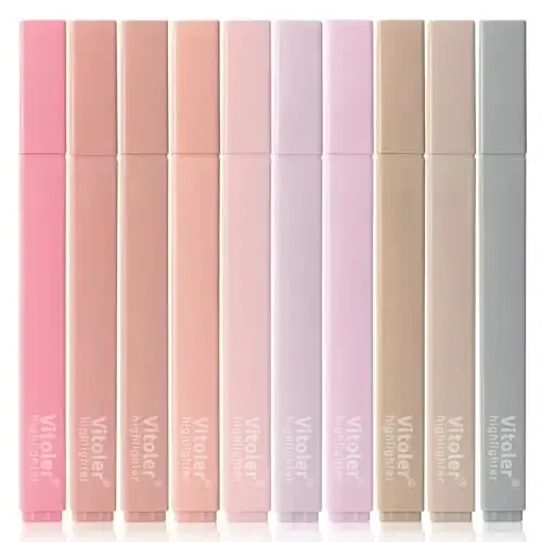 Vitoler Highlighters Assorted Colors,10pcs Cute Pastel Highlighters Multicolor Highlighter for Aesthetic Office School Supplies 