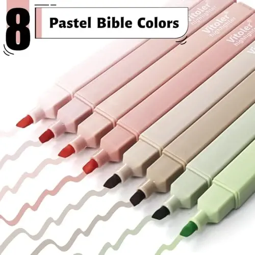 Vitoler Highlighters Assorted Colors,8pcs No Bleed Bible Chisel Tip Highlighters,Aesthetic High lighters for Office Supplies - VITOLER (1)