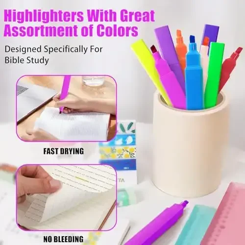 Vitoler Highlighters, 10 Pack Assorted Colors Highlighters with Soft Chisel Tip, Bible Highlighter No Bleed, Book Markers for Women - 7