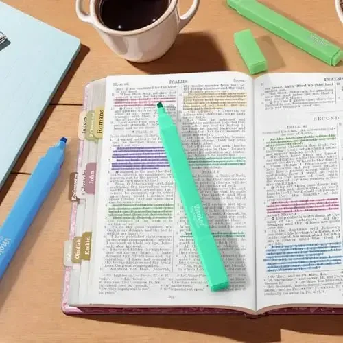 Vitoler Highlighters, 8 dona Pastel markerlari, Tez quriydigan, Kesilgan uchi, Estetik Injil markerlari o'tmaydi, O'qituvchi materiallari Maktab aksessuarlari - 5