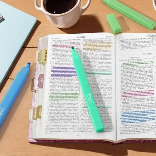 Vitoler Highlighters, 8 dona Pastel markerlari, Tez quriydigan, Kesilgan uchi, Estetik Injil markerlari o'tmaydi, O'qituvchi materiallari Maktab aksessuarlari - 5