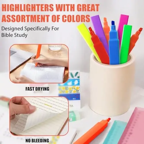 Vitoler Highlighters, 8 dona turli rangdagi markerlar, kitob uchun yumshoq kesilgan uchi, Injilni o'rganish uchun aksessuarlar, maktab ofisida foydalanish, o'qituvchi materiallari - 7