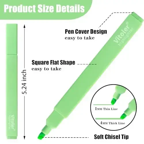 Vitoler Highlighters, 8Pcs Highlighters Pastel, Quick Dry, Chisel Tip, Aesthetic Bible Highlighter No Bleed, Teacher Supplies School Accessories - 4