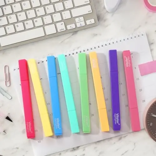 Vitoler Highlighters, 8Pcs Highlighters Pastel, Quick Dry, Chisel Tip, Aesthetic Bible Highlighter No Bleed, Teacher Supplies School Accessories - 6