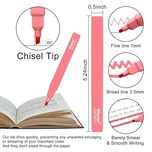 Vitoler Highlighters Assorted Colors,10pcs Cute Pastel Highlighters Multicolor Highlighter for Aesthetic Office School Supplies - 4