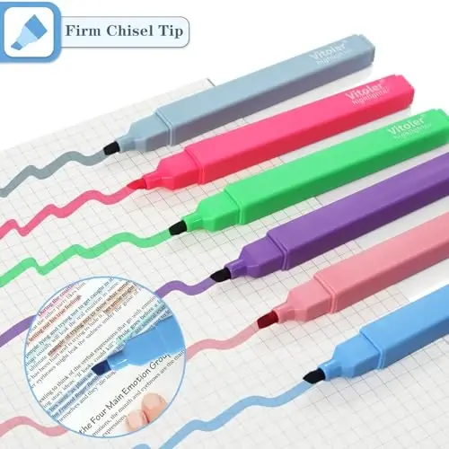 Vitoler Highlighters Assorted Colors,8pcs Chisel Tip Cute Highlighters, Cute High lighters No Bleed for School Office Supplies - 4