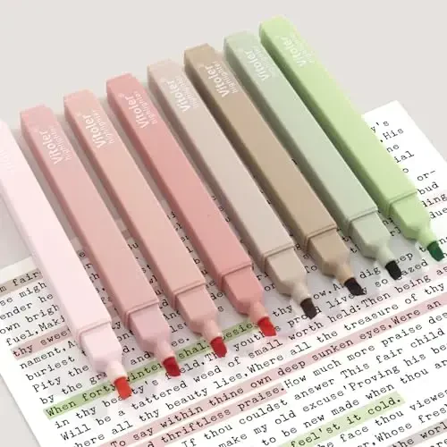 Vitoler Highlighters Assorted Colors,8pcs No Bleed Bible Chisel Tip Highlighters,Aesthetic High lighters for School Office Supplies - 4