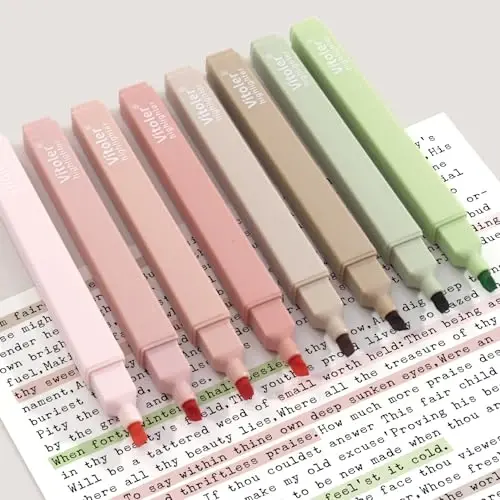 Vitoler Highlighters Assorted Colors,8pcs No Bleed Bible Chisel Tip Highlighters,Aesthetic High lighters for School Office Supplies - 3