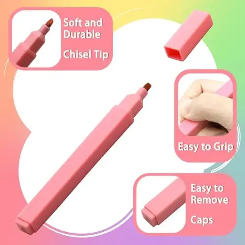Vitoler Highlighters Har xil ranglar, 12 dona Qalam uchi markerlari, Maktab ofis anjomlari uchun qonamaydigan markerlar - 3